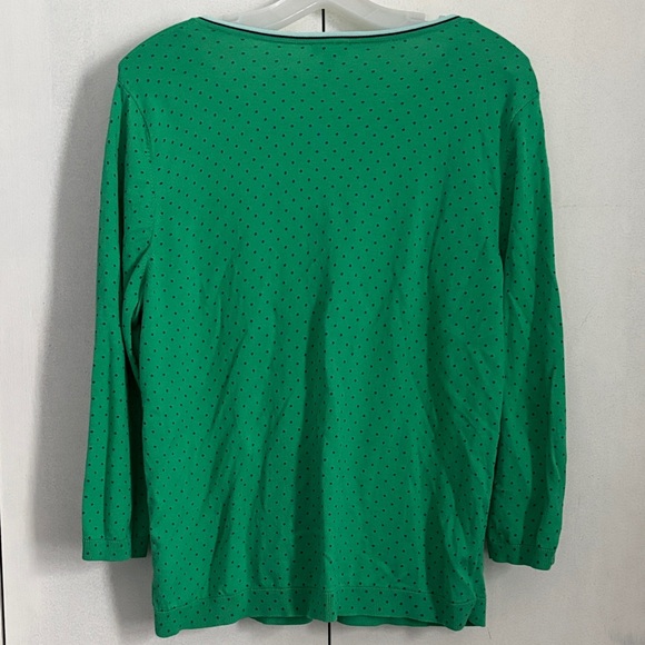 Talbots Green Cardigan w/Polkadots - Picture 5 of 9